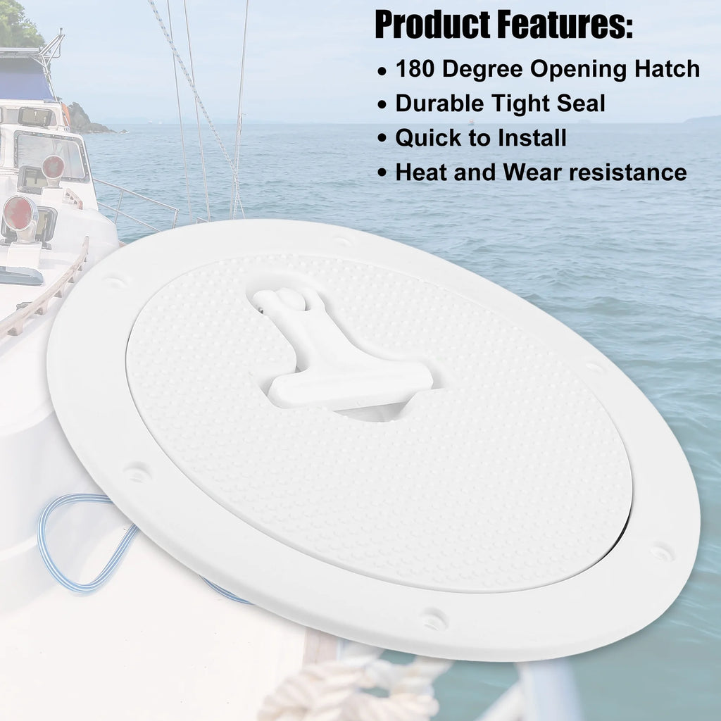 6" Boat Inspection Deck Plate Hatch White Nylon with T-handle Pre-drilled Holes M8733