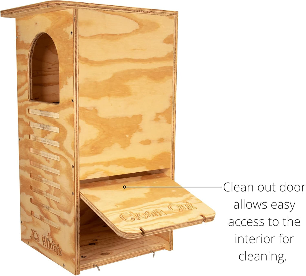 Barred Owl Nesting Box with Mounting Hardware and Pine Shavings U3504