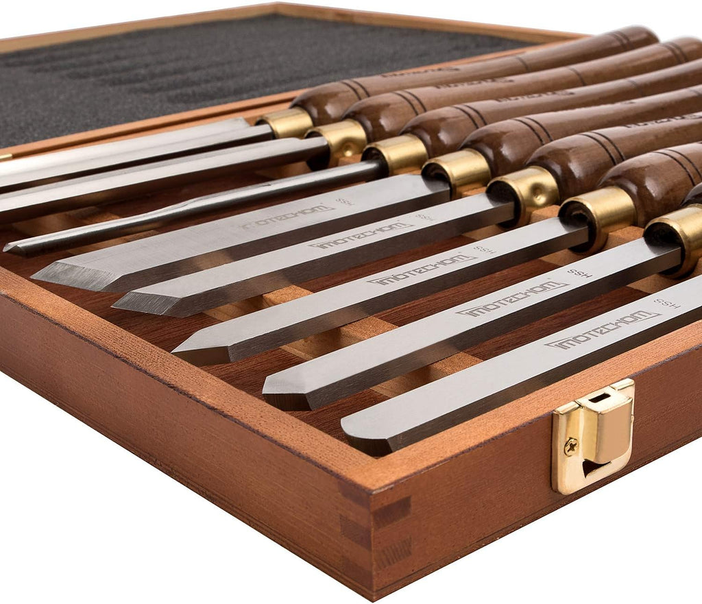 8-Pieces HSS Wood Turning Tools Lathe Chisel Set with Walnut Handle R780