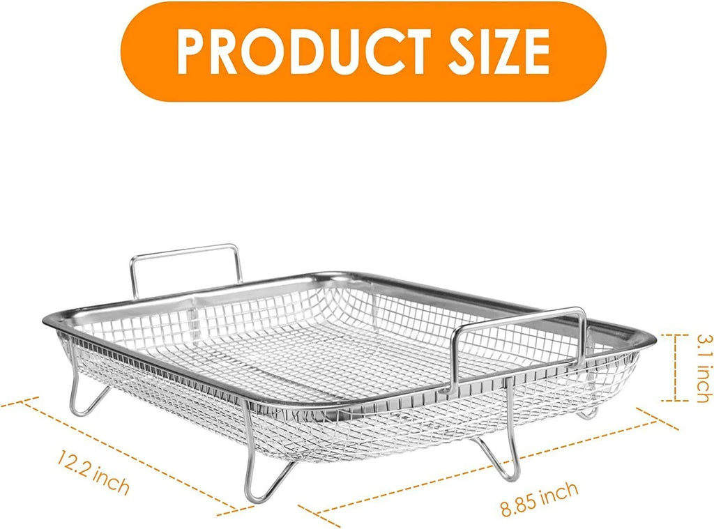 2pc Non-Stick Stainless Steel Air Fryer Basket Y581310