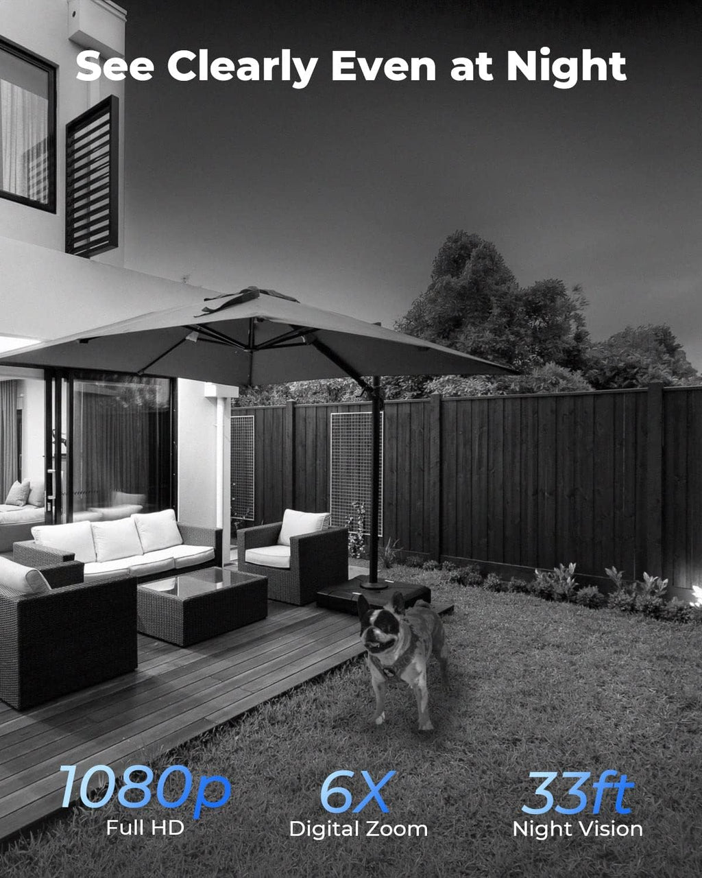 Solar WiFi Camera Security Outdoor, 100% Wire-Free, Battery Powered, 1080p, 2-Way Talk, Night Vision, PIR Motion Detection N254134