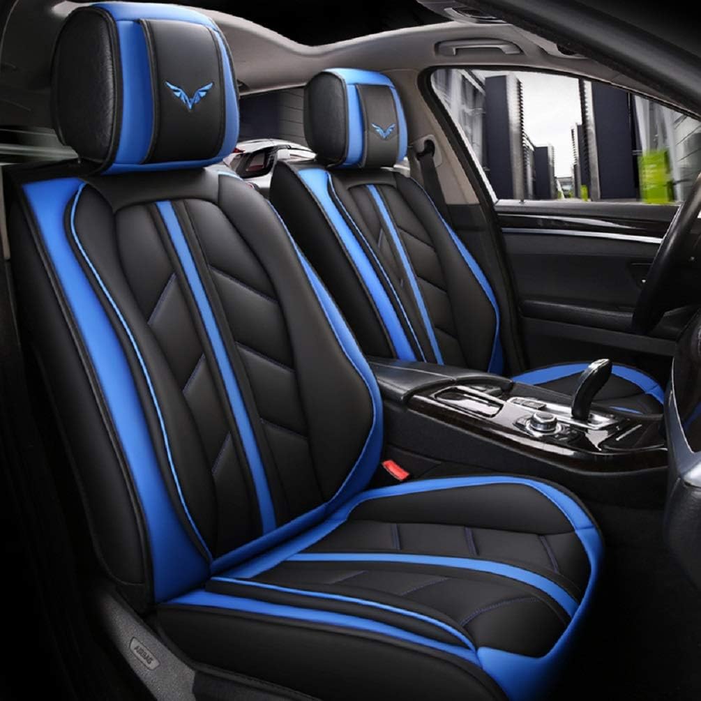 Black-red PU Leather Front and Rear Car Seat Cover Full Set I1937