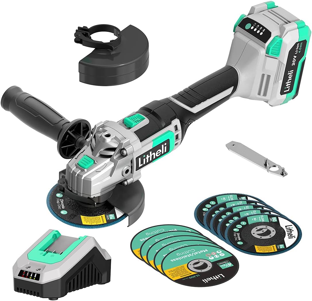 20V Cordless Angle Grinder 4-1/2 Inch with 4.0Ah Battery & Charger, Pack of 2 J950
