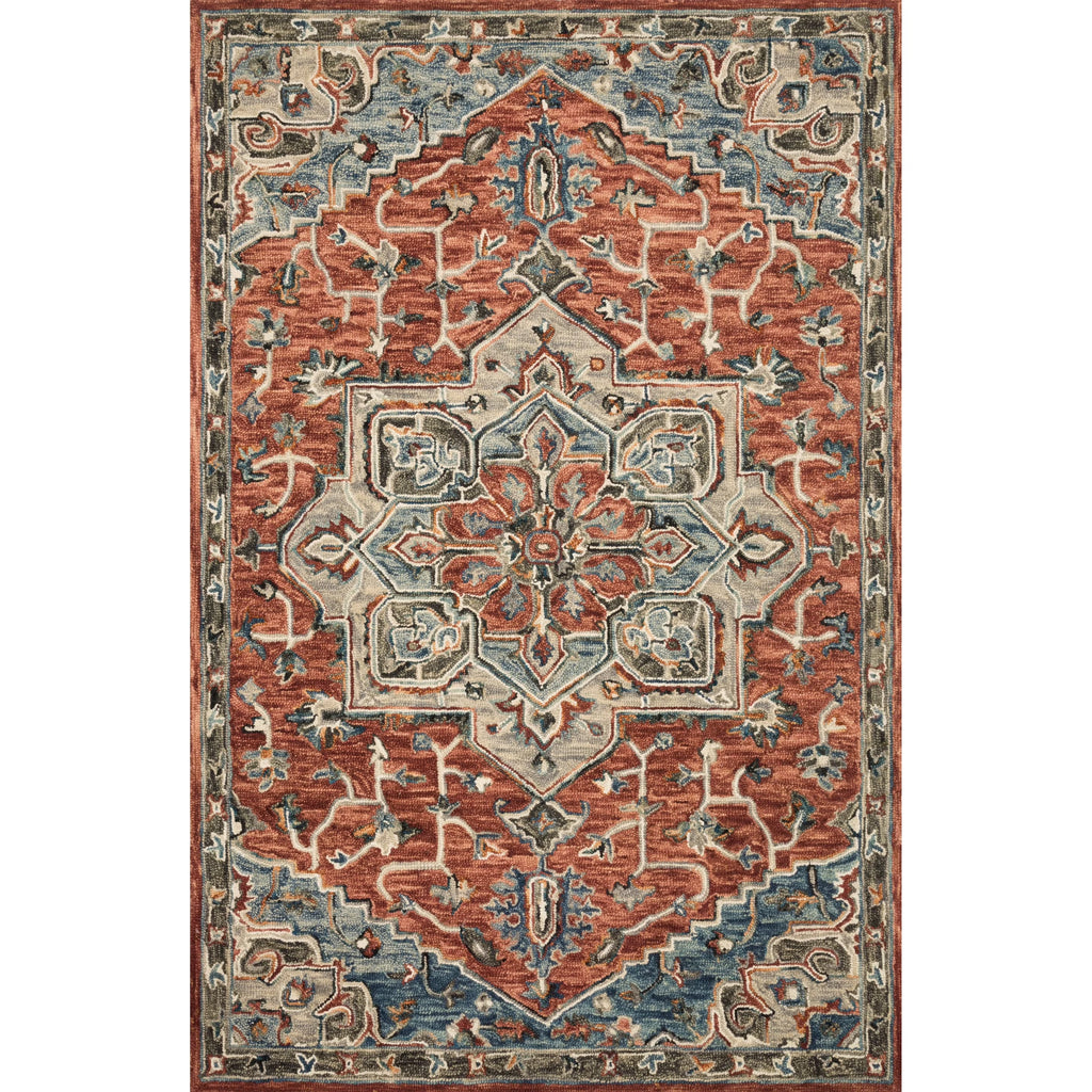 Hand-hooked Wool Star Area Rug Red/Multi 7'9" x 9'9" R831465
