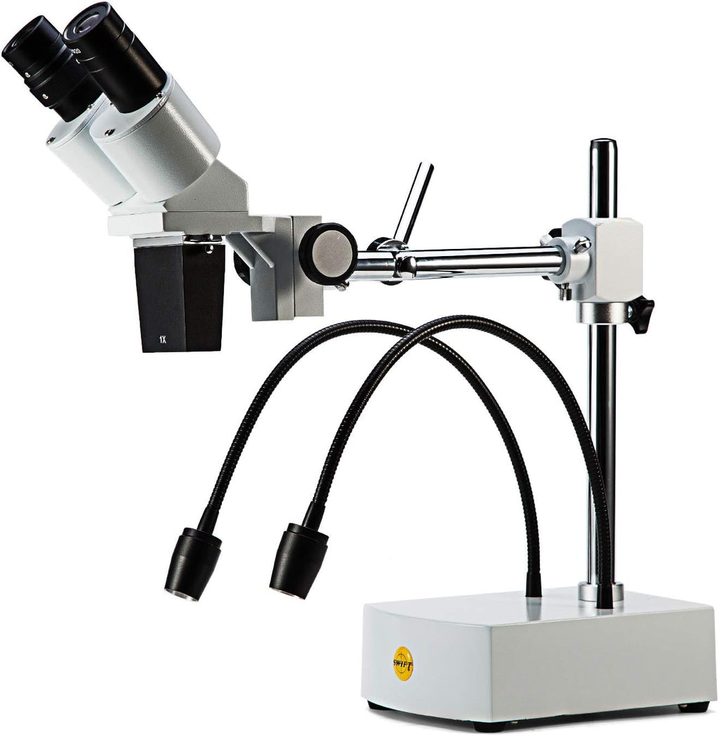 Professional Dissecting Binocular Stereo Microscope, WF10x WF20x Eyepieces, 10X 20X Magnification, 1X Objective, LED Lighting, Boom-Arm Stand K453948