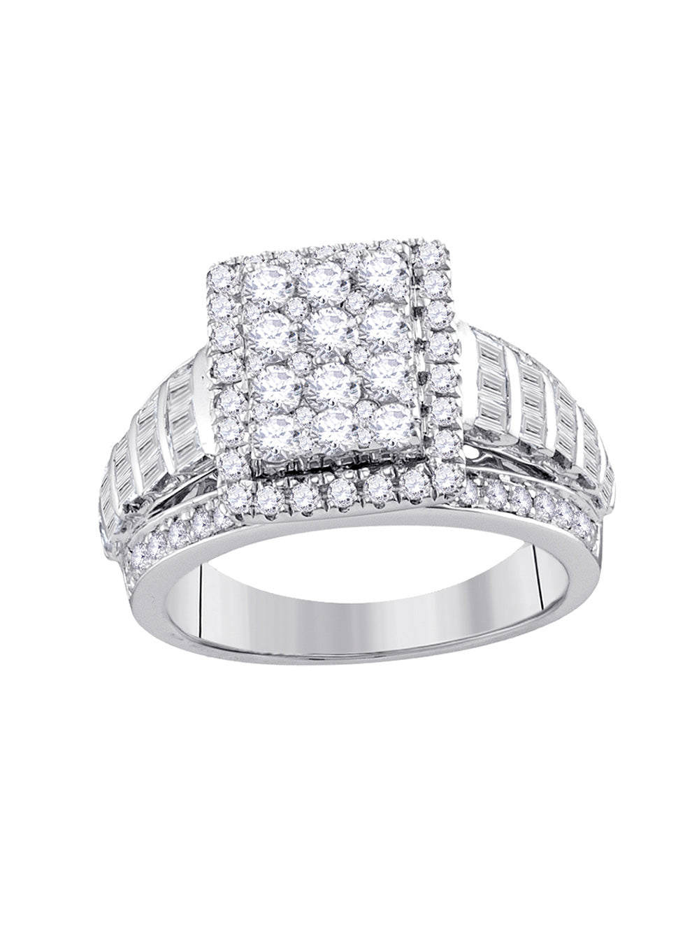 10kt White Gold Diamond Cluster Engagement Ring 2 Cttw G79293