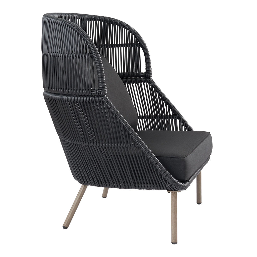 Black Wicker Outdoor Accent Chair with Cushions H41104