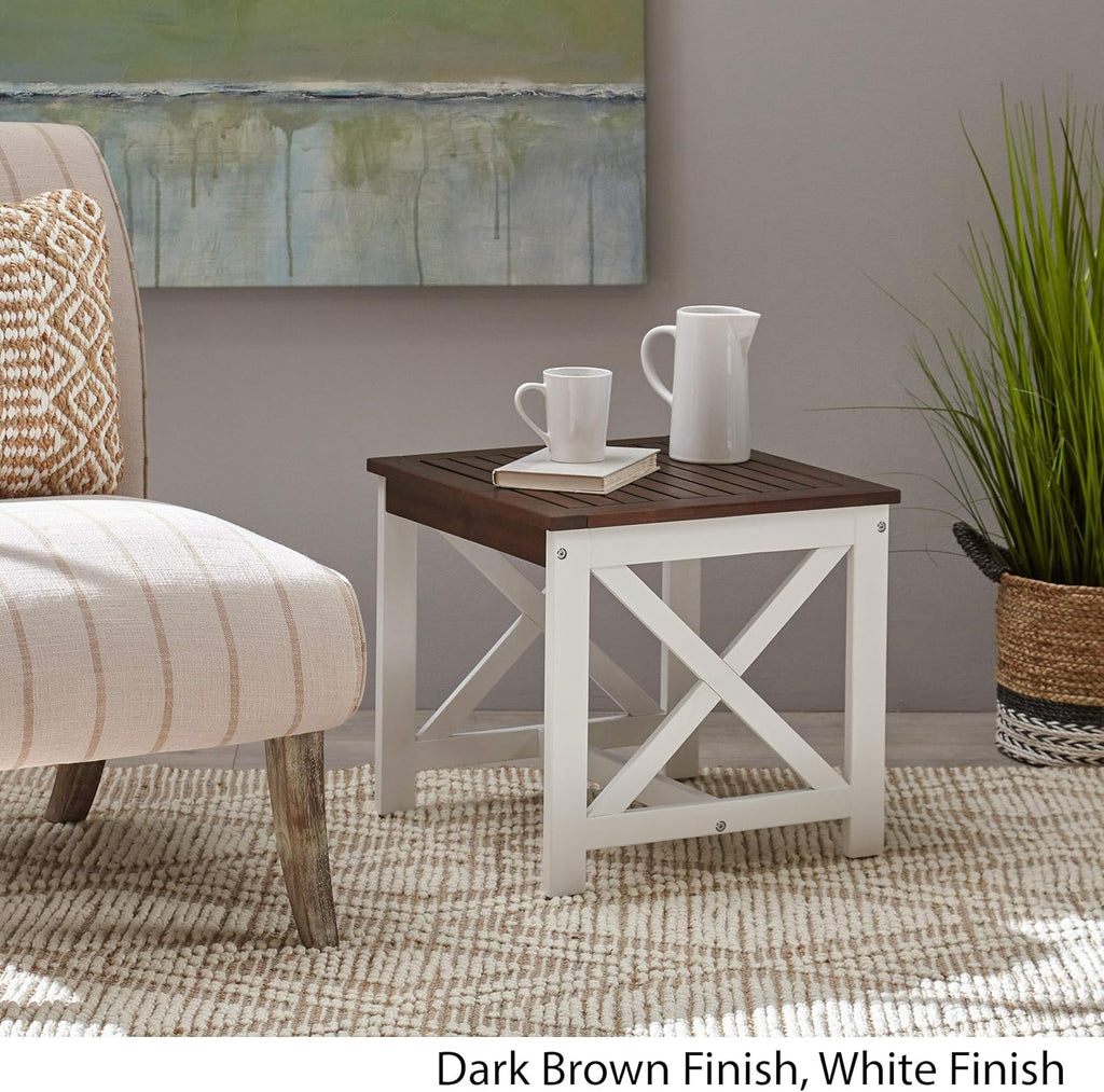 Acacia Wood End Table, Dark Brown Finish G159615