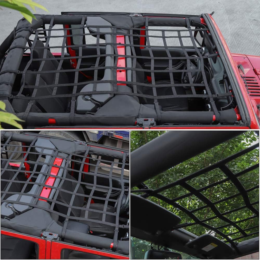 Mesh Cargo Top Net for Jeep Wrangler JK JKU 4 Door Black D3477