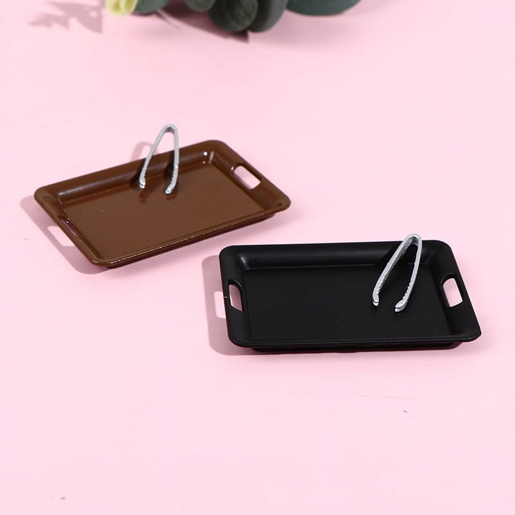 1/12 Dollhouse Miniature Metal Plate Tray with Clip Kitchen Toys W698