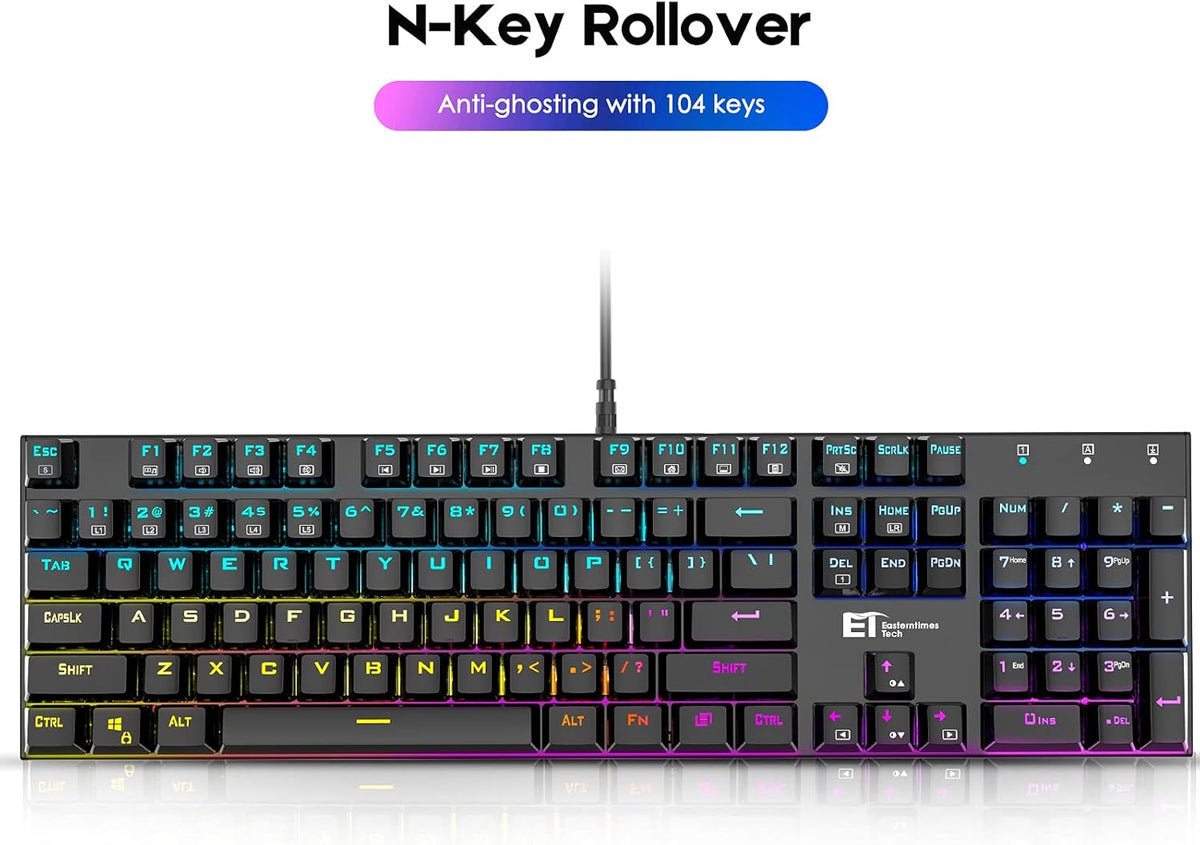 RGB Backlit 104 Keys Blue Switch Wired Mechanical Gaming Keyboard R8619