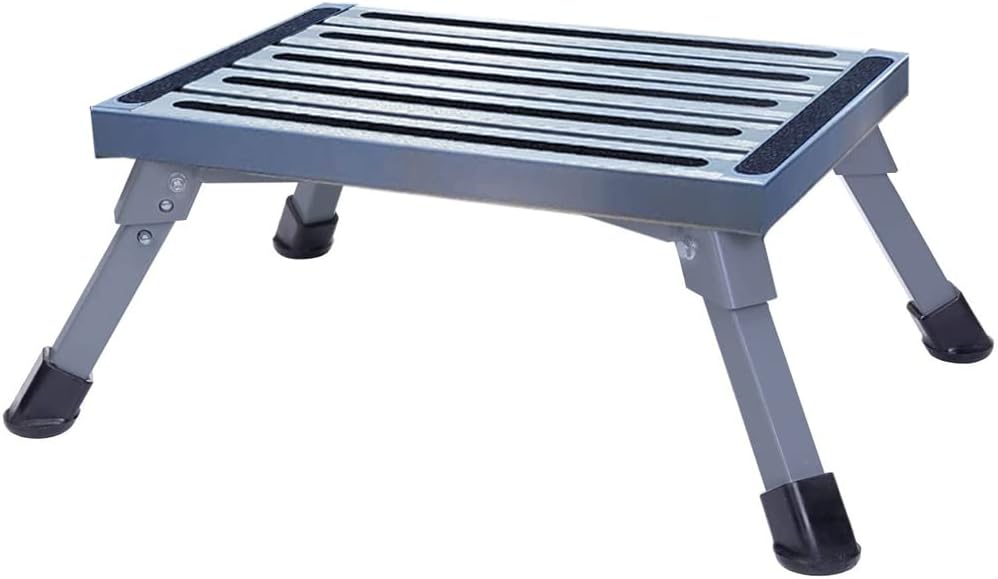 Aluminum Folding Step Stool with Reflective Stripes Non-Slip Rubber Feet H597