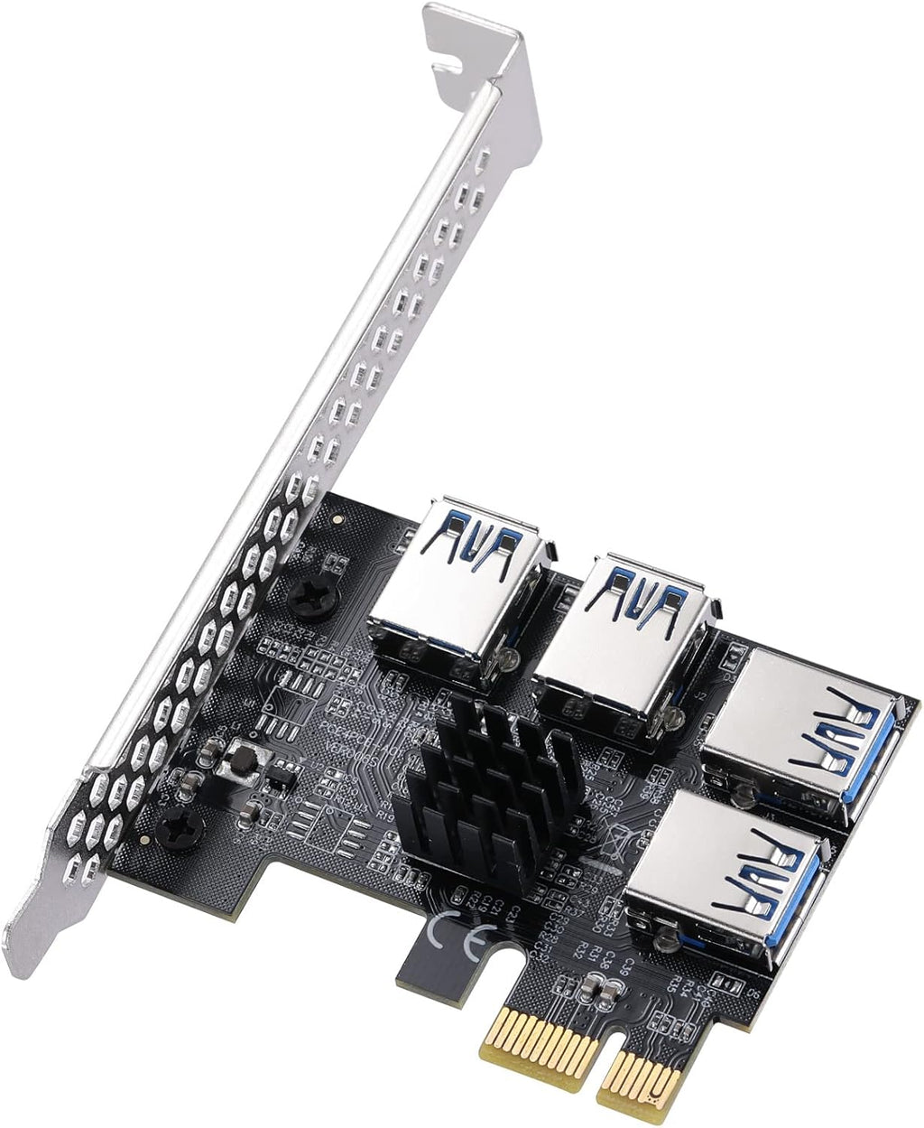 Red 6 PCS PCI-E 1X to 16X Riser Card with 6PIN SATA Power Cable L31529