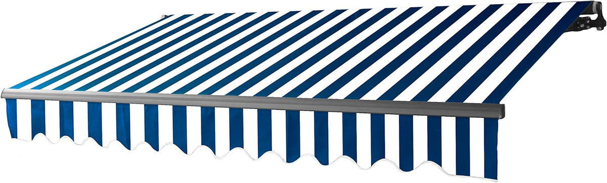Blue and White Stripes Retractable Patio Awning O244