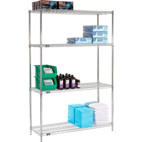 Chrome Wire Shelving Starter 48x22W x 18x22D x 86x22H V899104