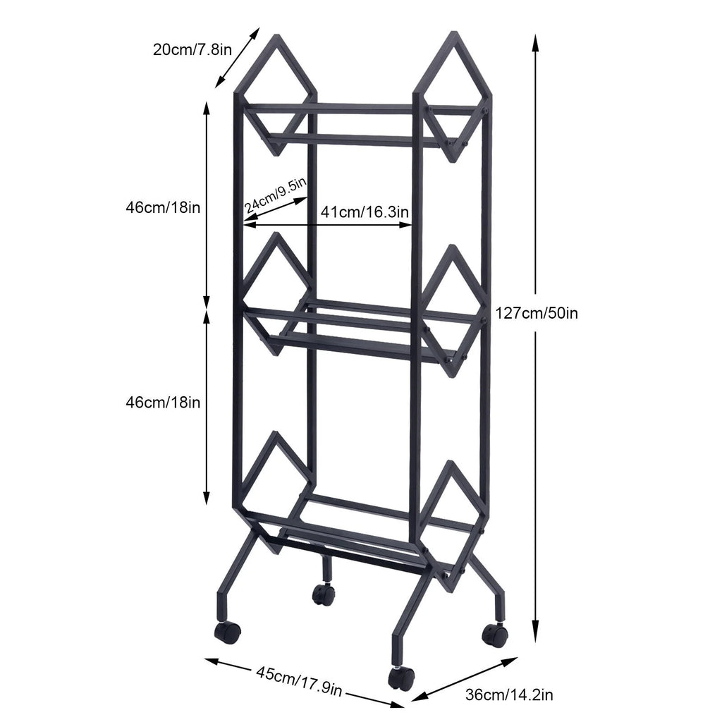 3-Tier Vinyl Record Storage Rack Mobile CD & Record Holder Shelf R307
