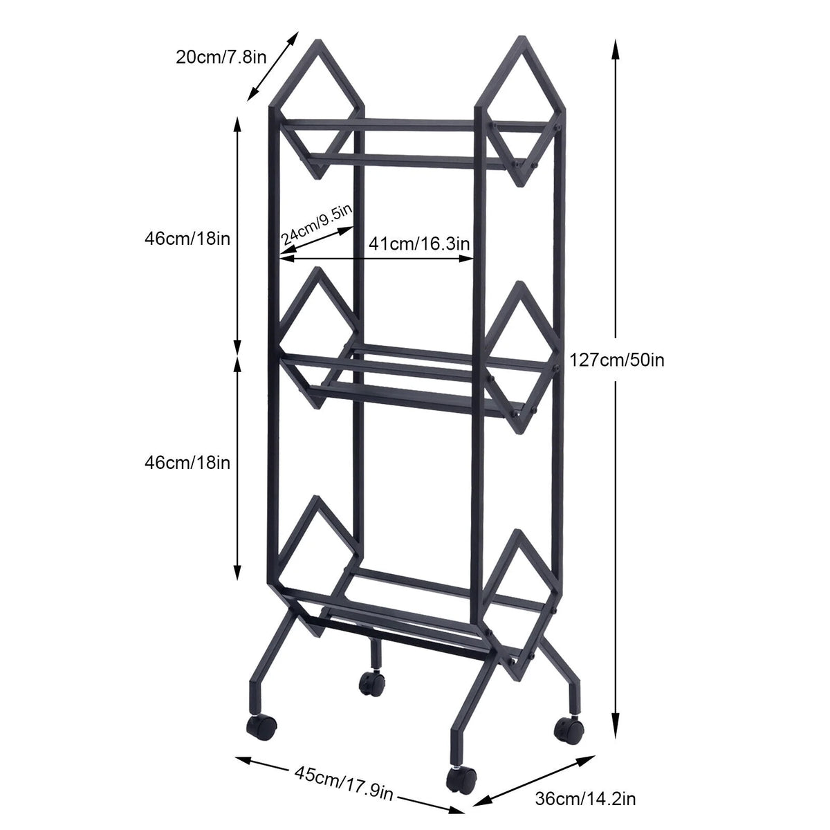 3-Tier Vinyl Record Storage Rack Mobile CD & Record Holder Shelf R307