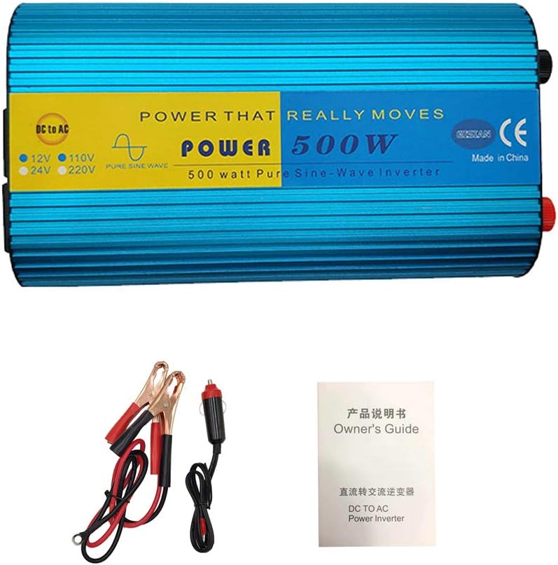 500W Pure Sine Wave Power Inverter DC 12V to AC 110V with 2.1A USB Charging Port and 2 AC Outlets, Pack of 2 F420