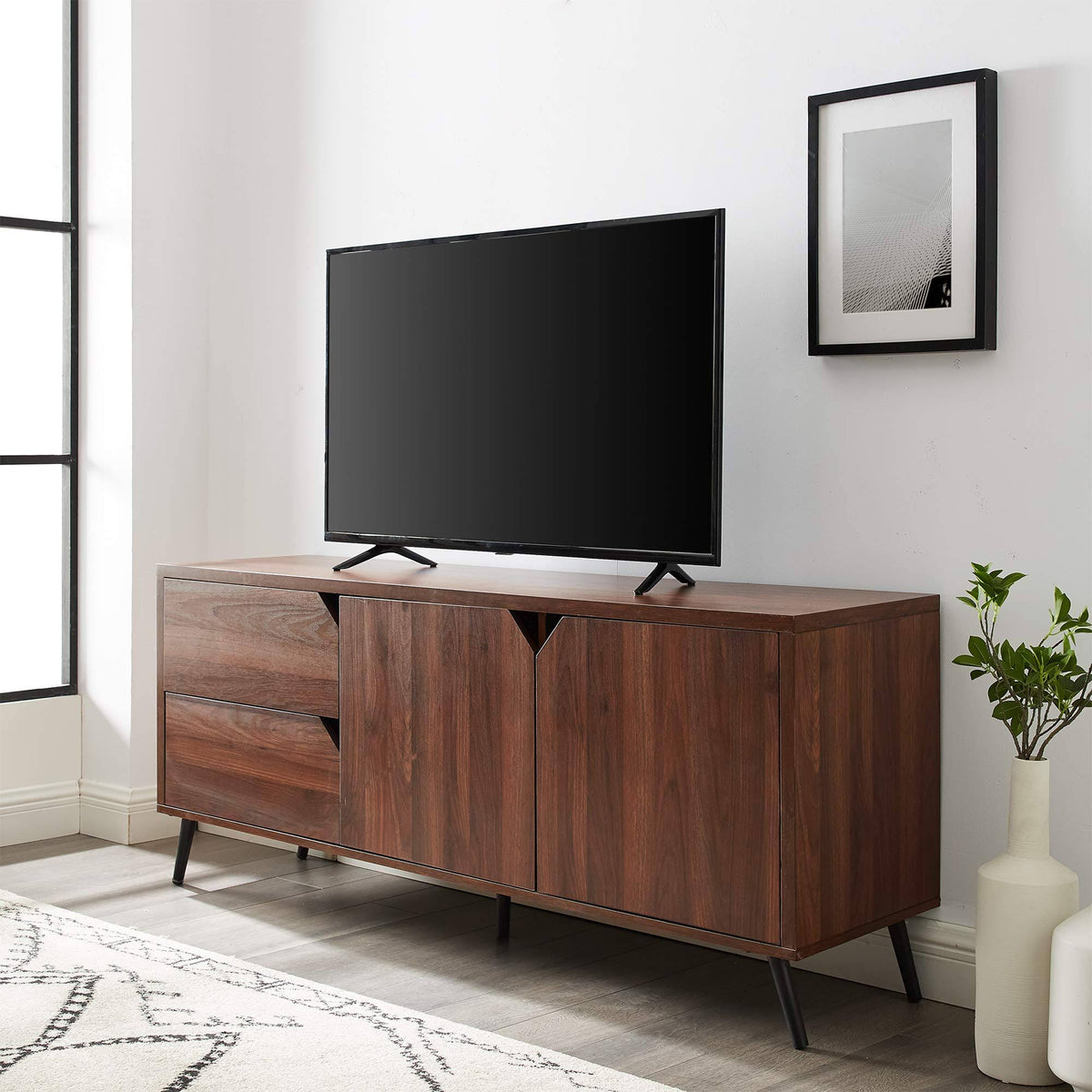 Mid-Century TV Console - Dark Walnut K569