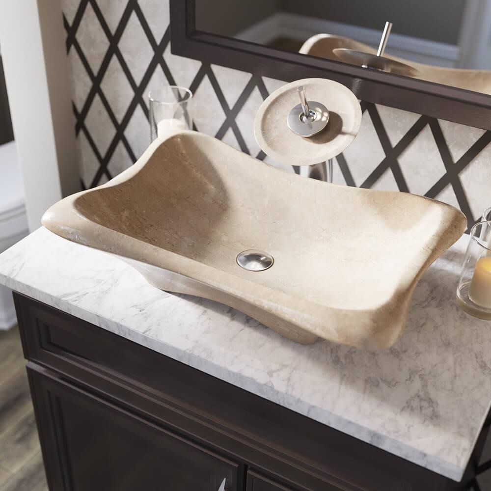 Beige Marble Vessel Sink W89520