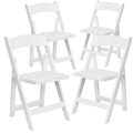 White Vinyl-Padded Wood Folding Chair Set of 4 U2111