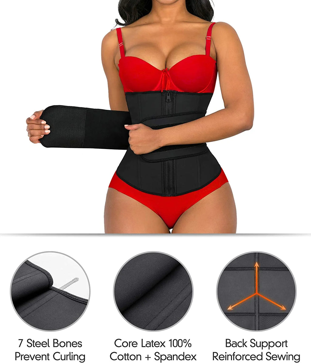 Black Latex Waist Trainer Belt R899