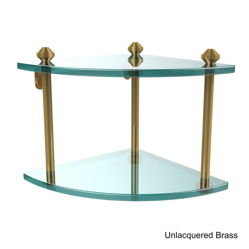 Two Tier Corner Glass Shelf - Brushed Bronze K9314
