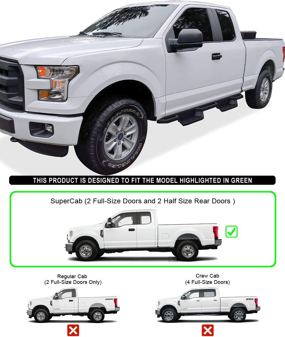 Drop Steps Running Boards Rocker Slider for Ford F150 Super Cab & F-250 F-350 Super Duty K507