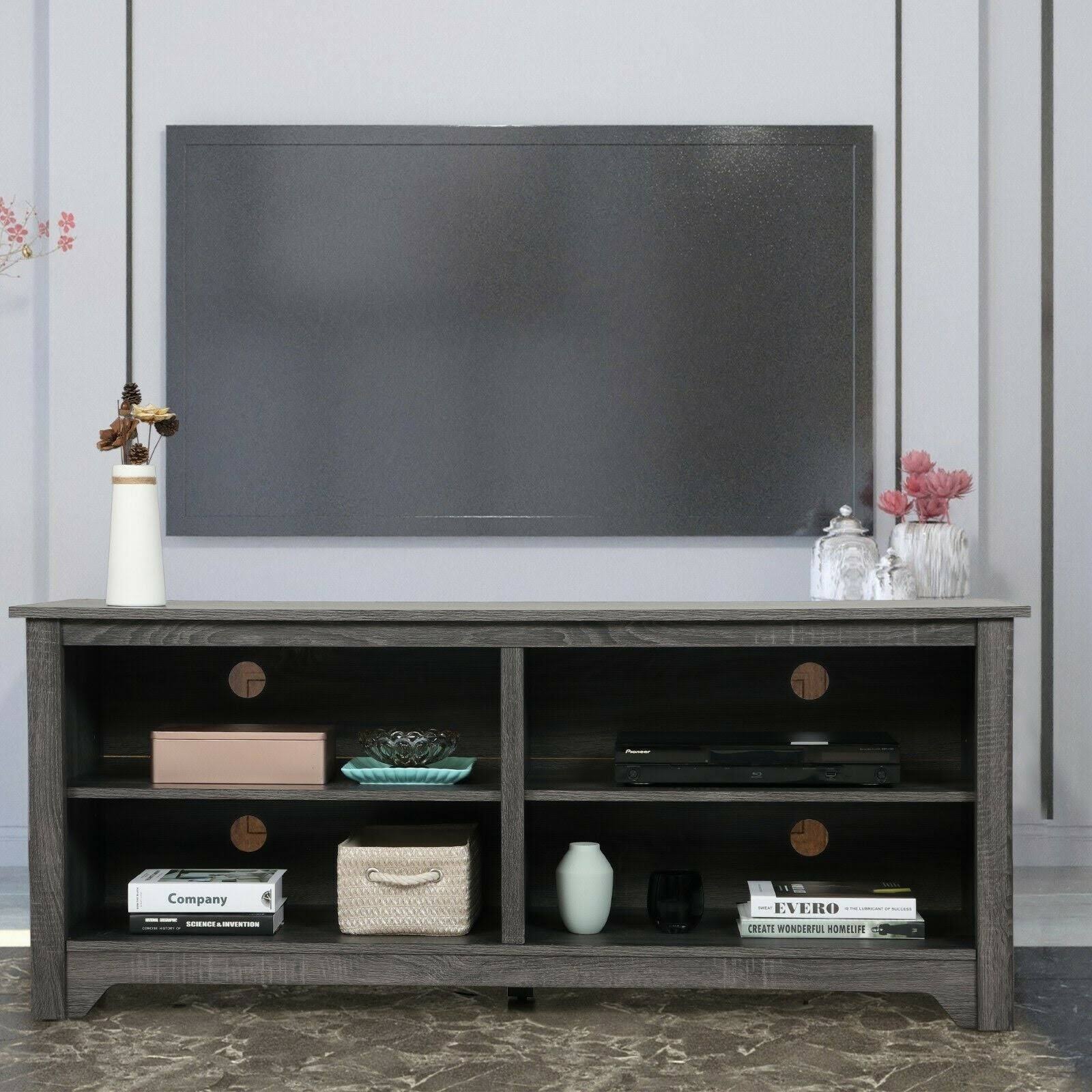 Grey Wooden TV Stand Media Console Storage Cabinet L730