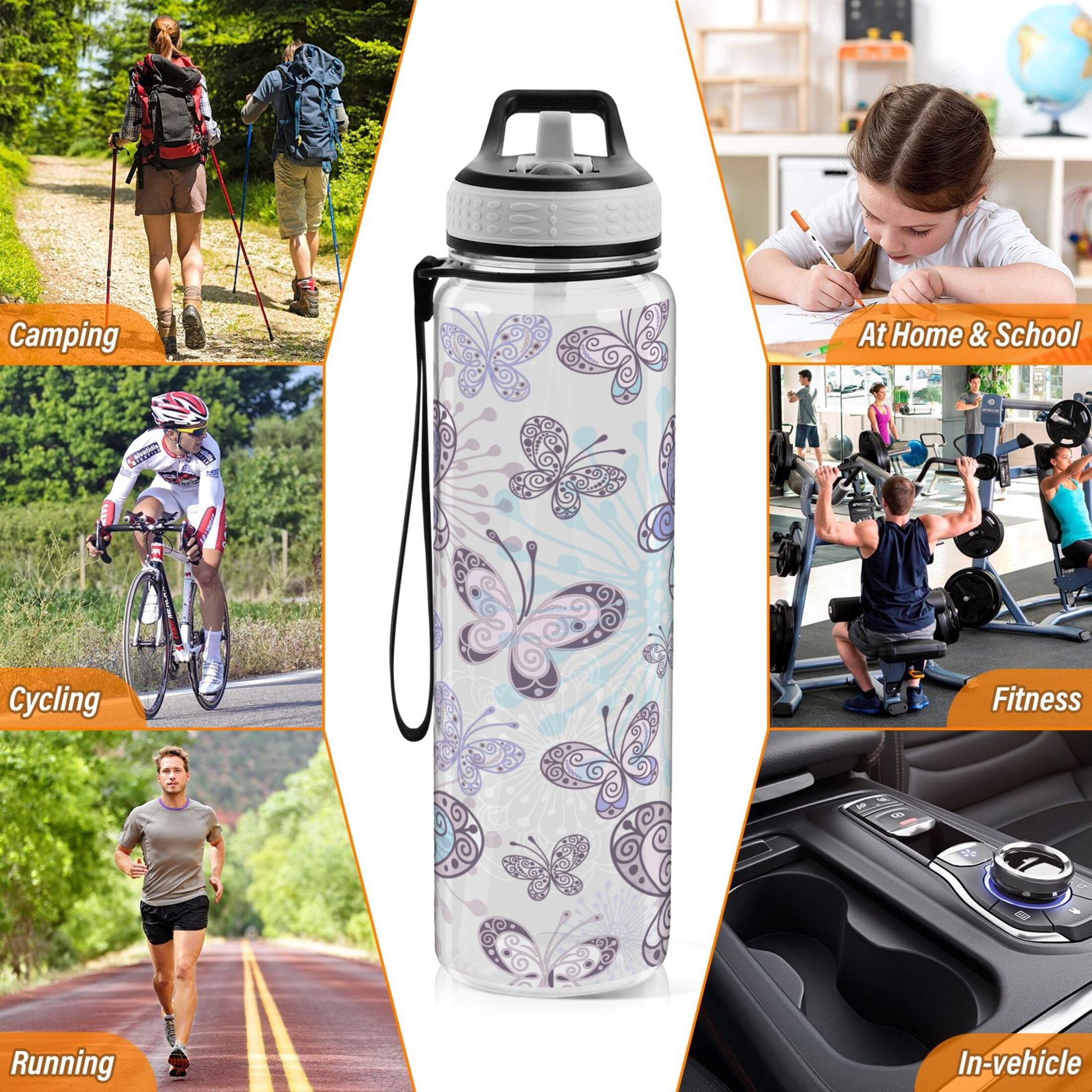 32oz Leakproof Tritan Sports Water Bottle with Straw E9871