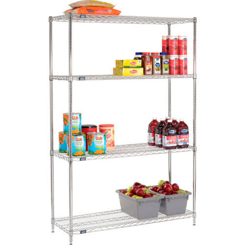 Chrome Wire Shelving Starter 48x22W x 18x22D x 86x22H V899104