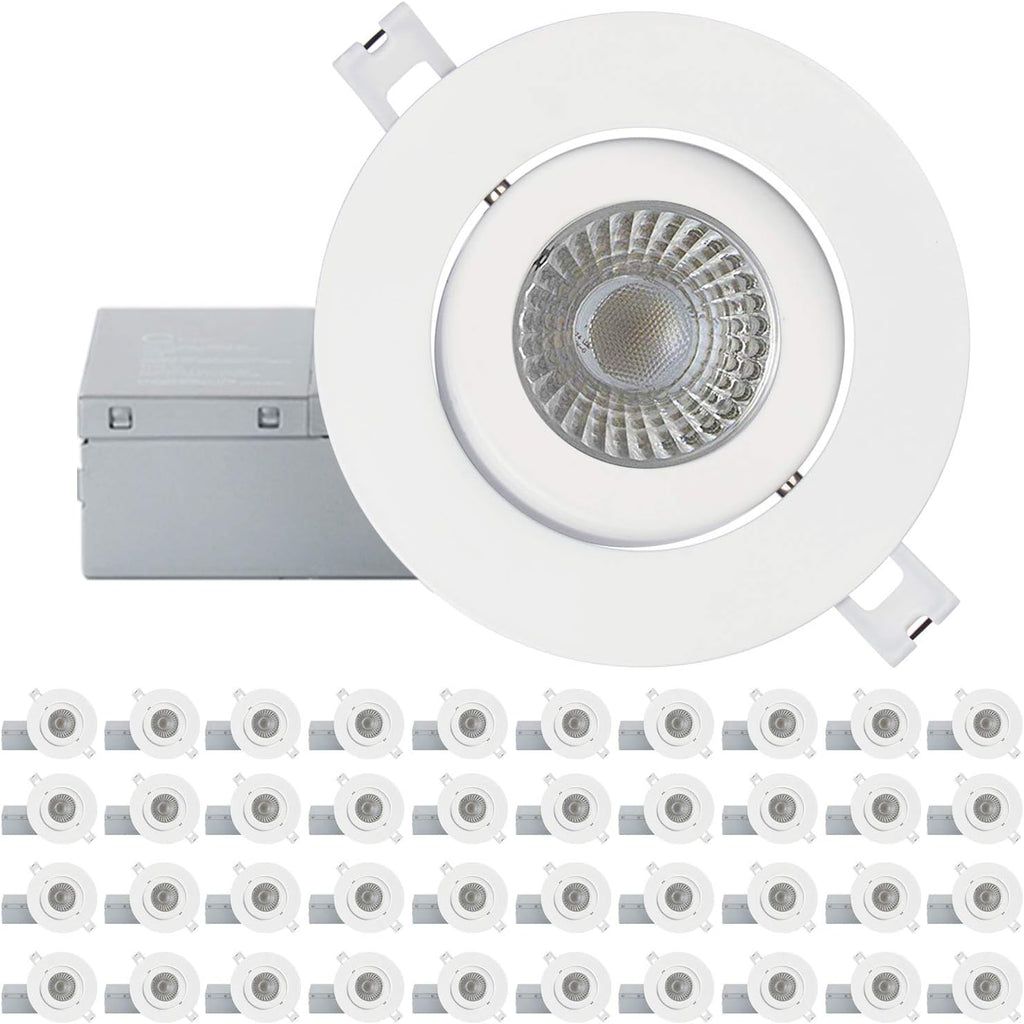 4 Inch Ultra-Thin Adjustable LED Recessed Lighting, 10 Watts, 750lm, Dimmable, 6500K True White, 10 Pack Y21693