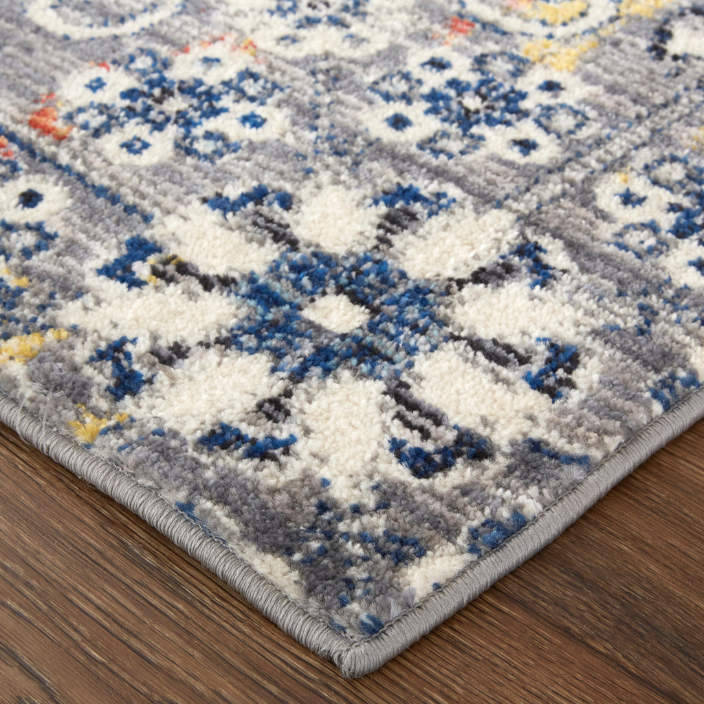 Ivory/Gray/Blue 6'-7" x 9'-6" Area Rug M7128