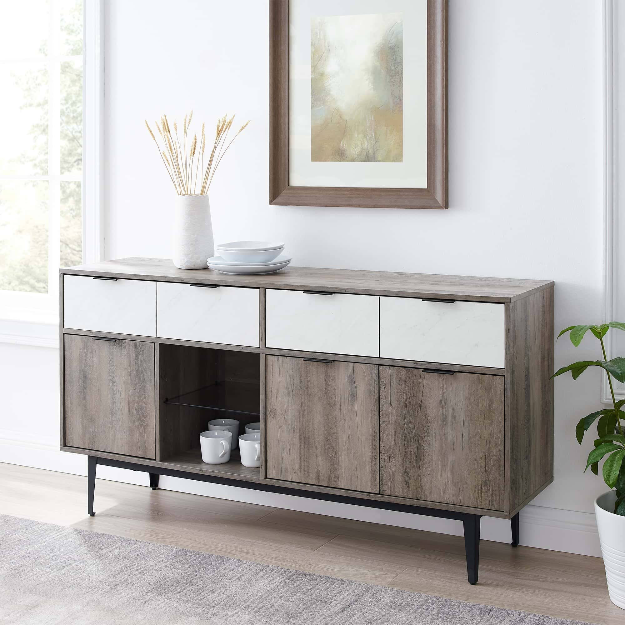 Faux White Marble 2 Drawer Sideboard K87891