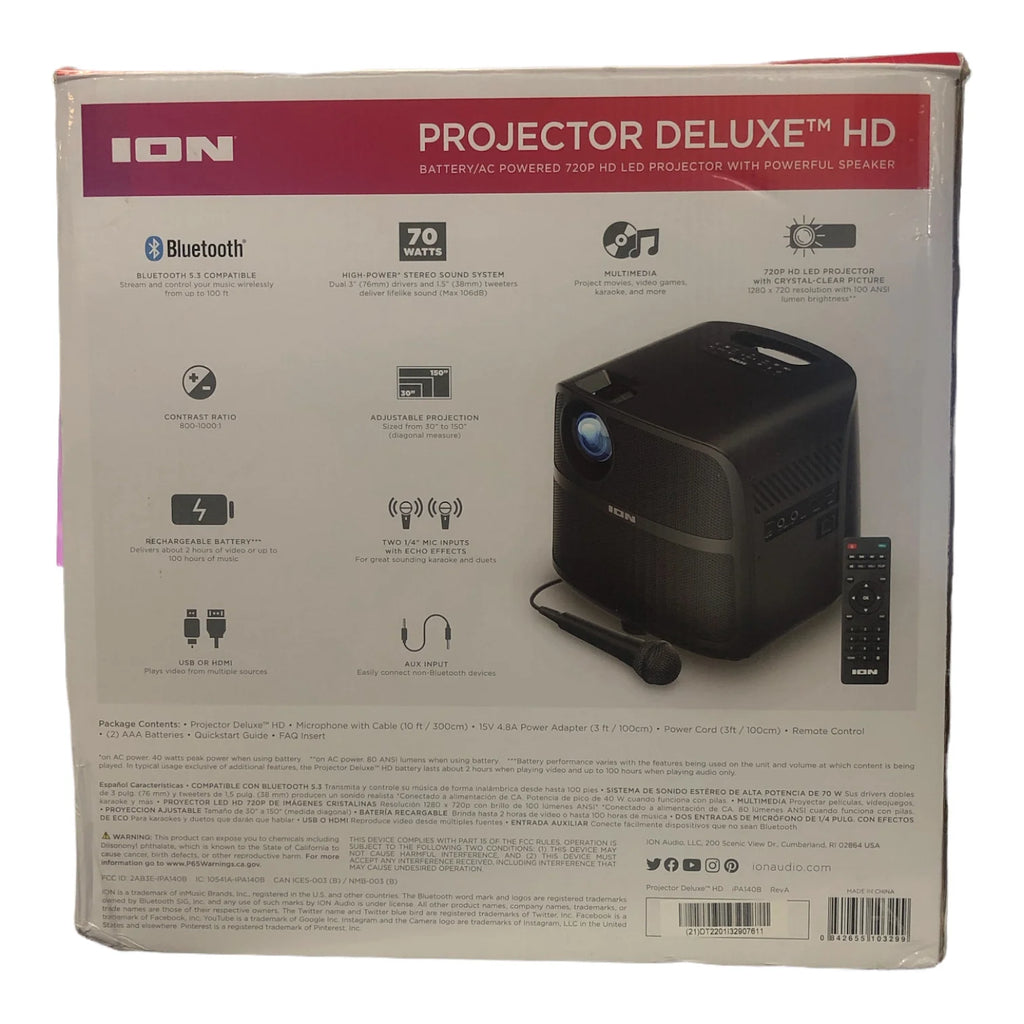 Refurbished ION Audio Projector Deluxe HD 720p LED Bluetooth-enabled A912