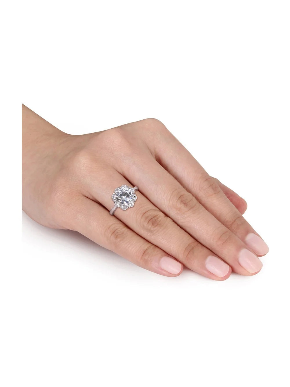 10K White Gold Lab-Created White Sapphire Halo Engagement Ring G815962