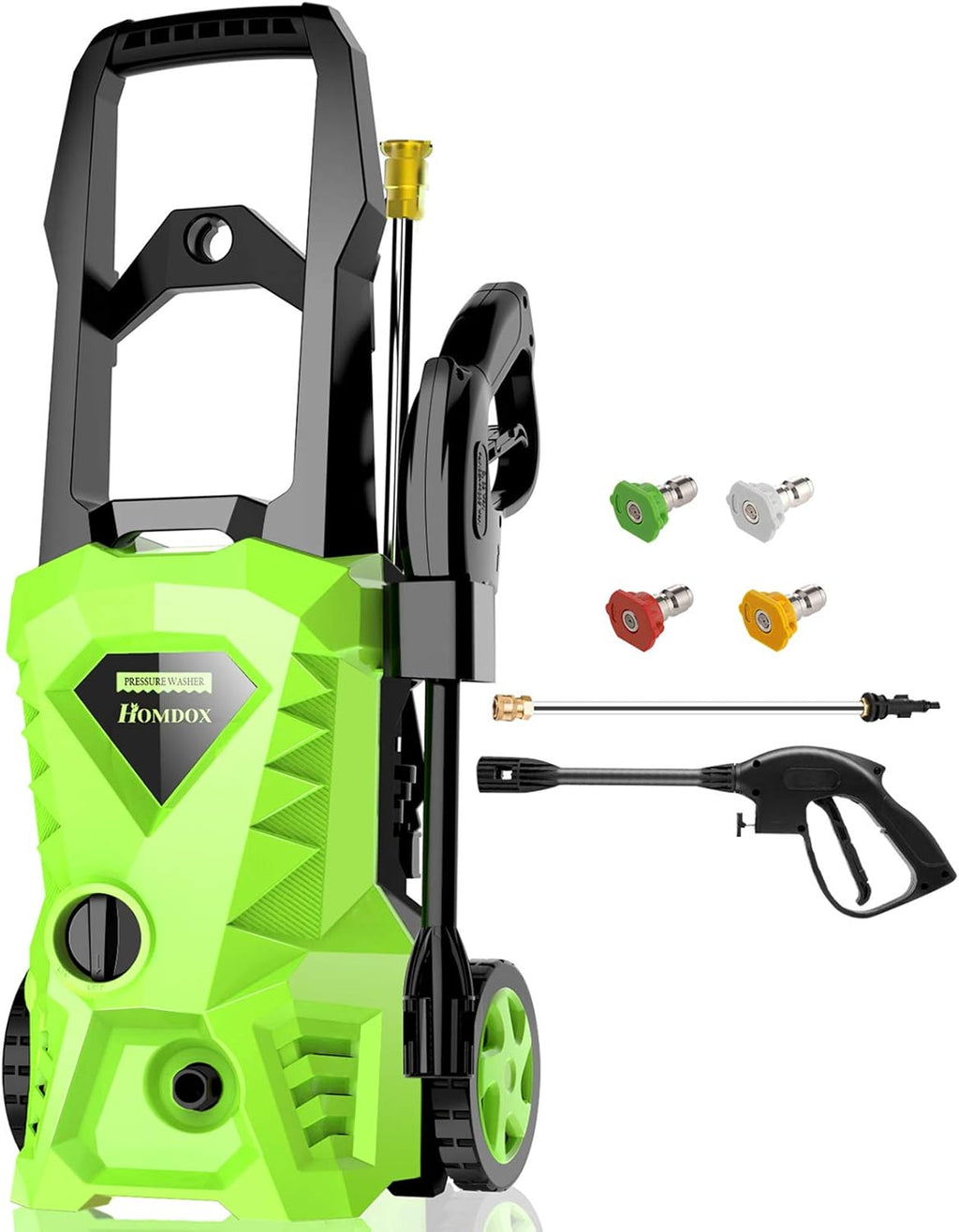 Green 1500W Electric Pressure Washer with 5 Nozzles Y988