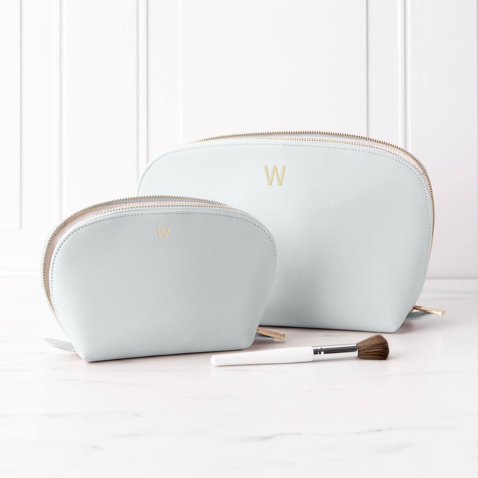 Light Blue Vegan Leather 2-Piece Travel Set I53943