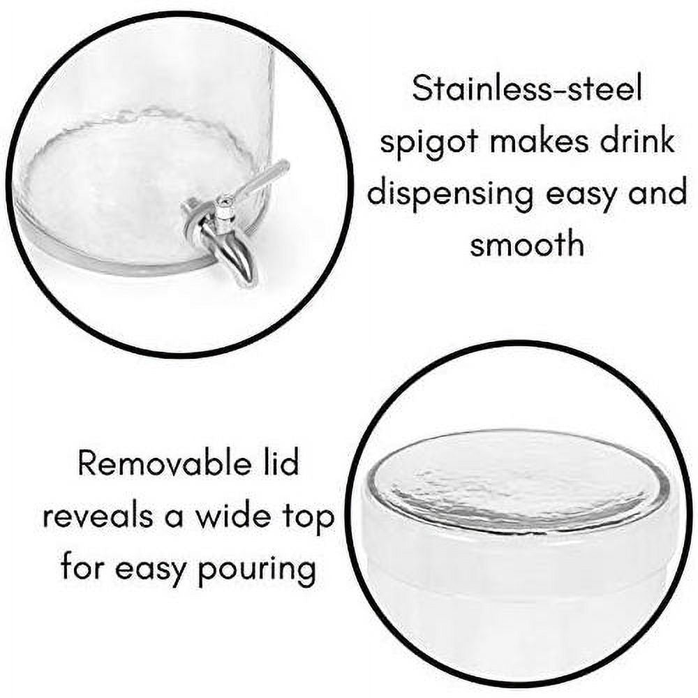Gallon Beverage Dispenser With Lid, Hammered Glass, Stainless Steel Spigot Y91696