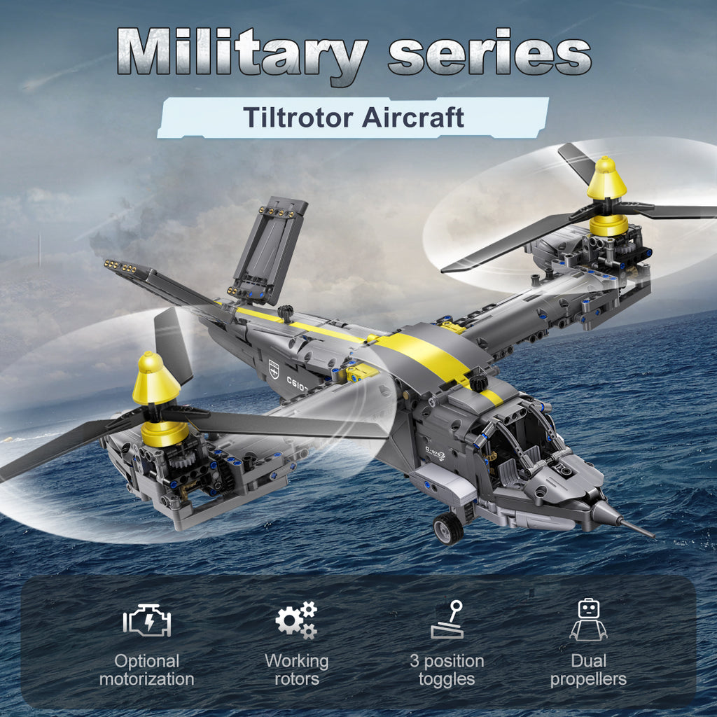 Tiltrotor Aircraft Model Building Block Toy (1424 Pieces) Y5782