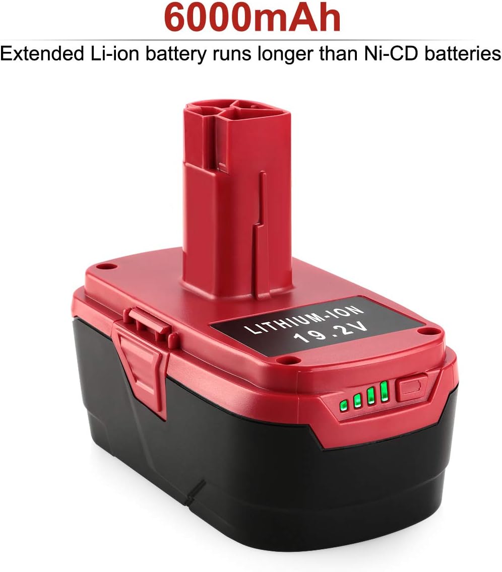 2 Pack 6000mAh Replacement for Craftsman 19.2 Volt Battery C3 XCP Lithium Battery B983