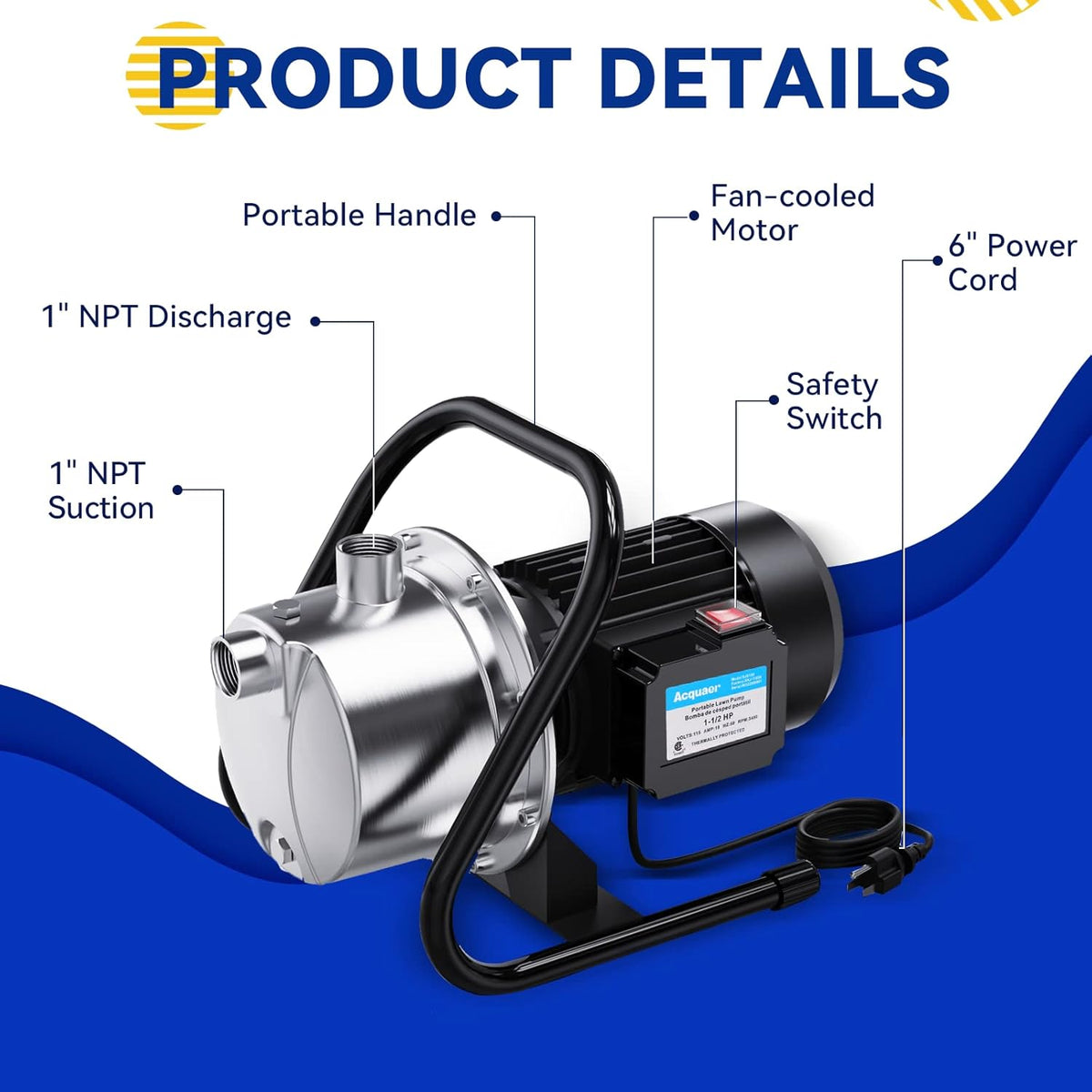 1.5HP Portable Stainless Steel Shallow Well Pump L639349