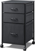 Rustic Brown Mobile File Cabinet with Open Storage Shelf Q21961