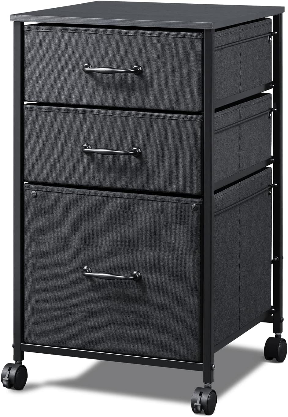 Rustic Brown Mobile File Cabinet with Open Storage Shelf Q21961