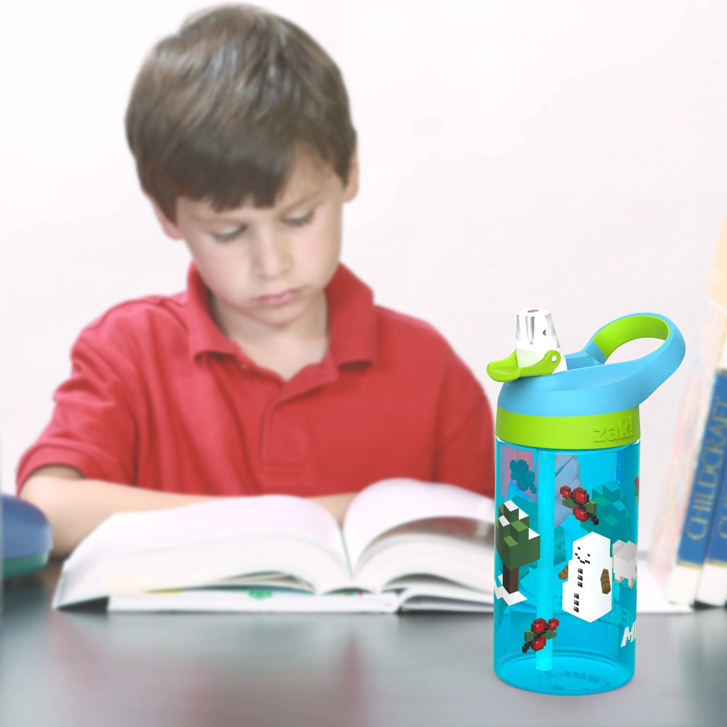16oz Plastic Water Bottle with Straw and Carrying Loop P8340