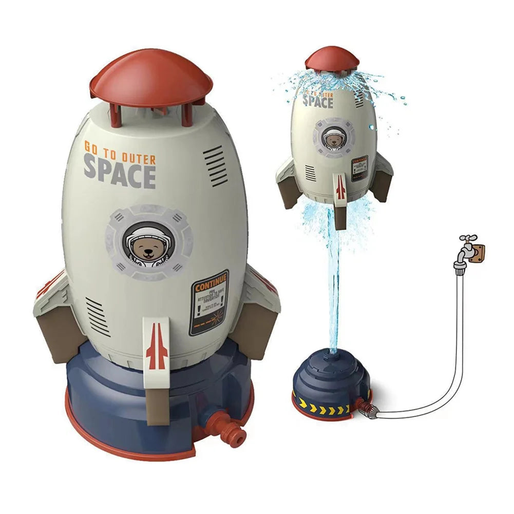 White Plastic Space Rocket Jet Sprinkler I29307