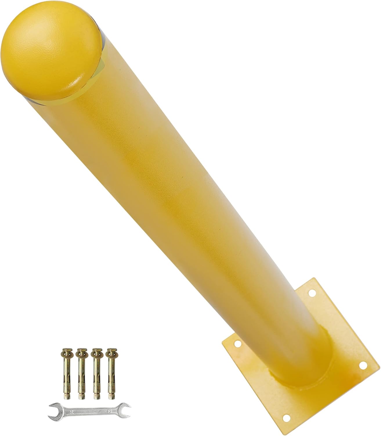 2Packs 48" Height Safety Bollard Yellow Powder Coat Parking Post with 4 Anchor Bolts M7109