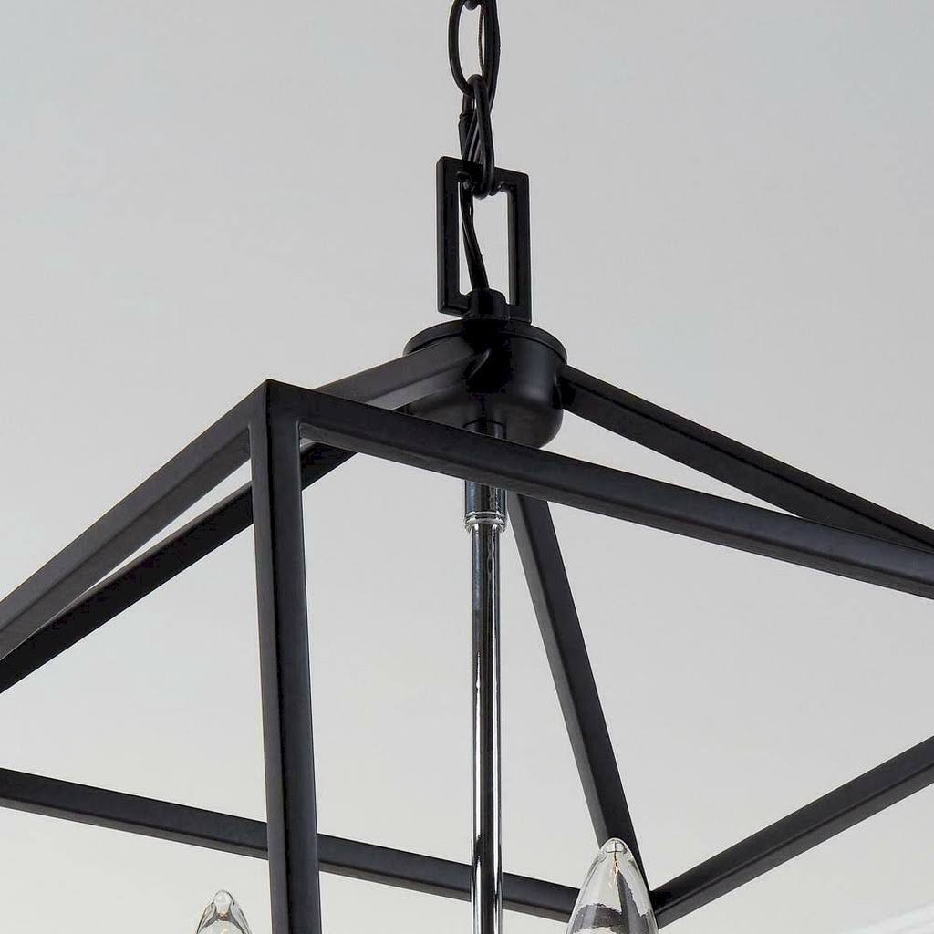 4-Light Black and Polished Chrome Caged Chandelier X464440