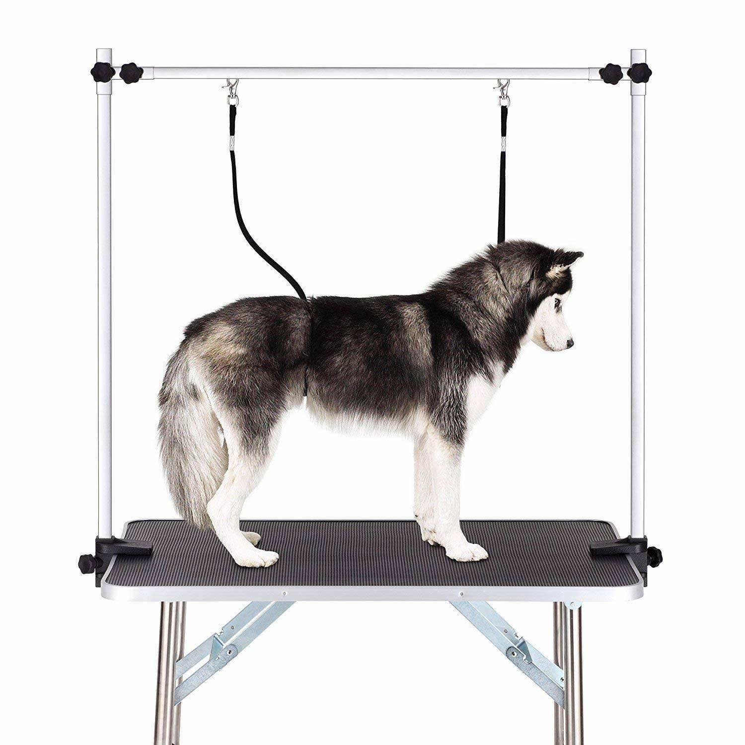 Adjustable Heavy Duty Dog Grooming Table with Arm, Noose, Mesh Tray O86499