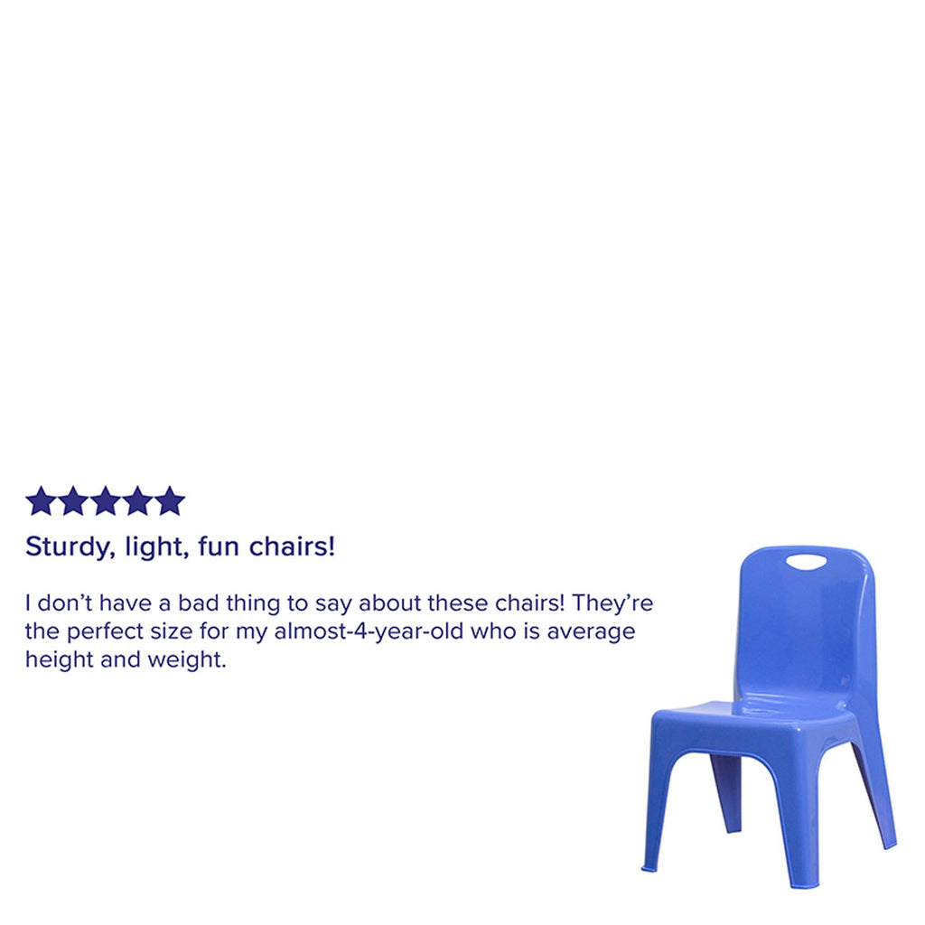 Blue Plastic Stackable School Chair with Carrying Handle, 2 Pack O5155